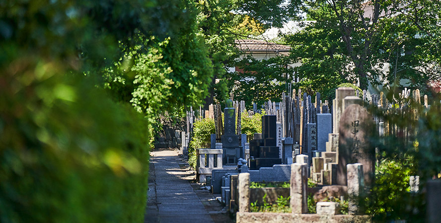 緑豊かな墓地